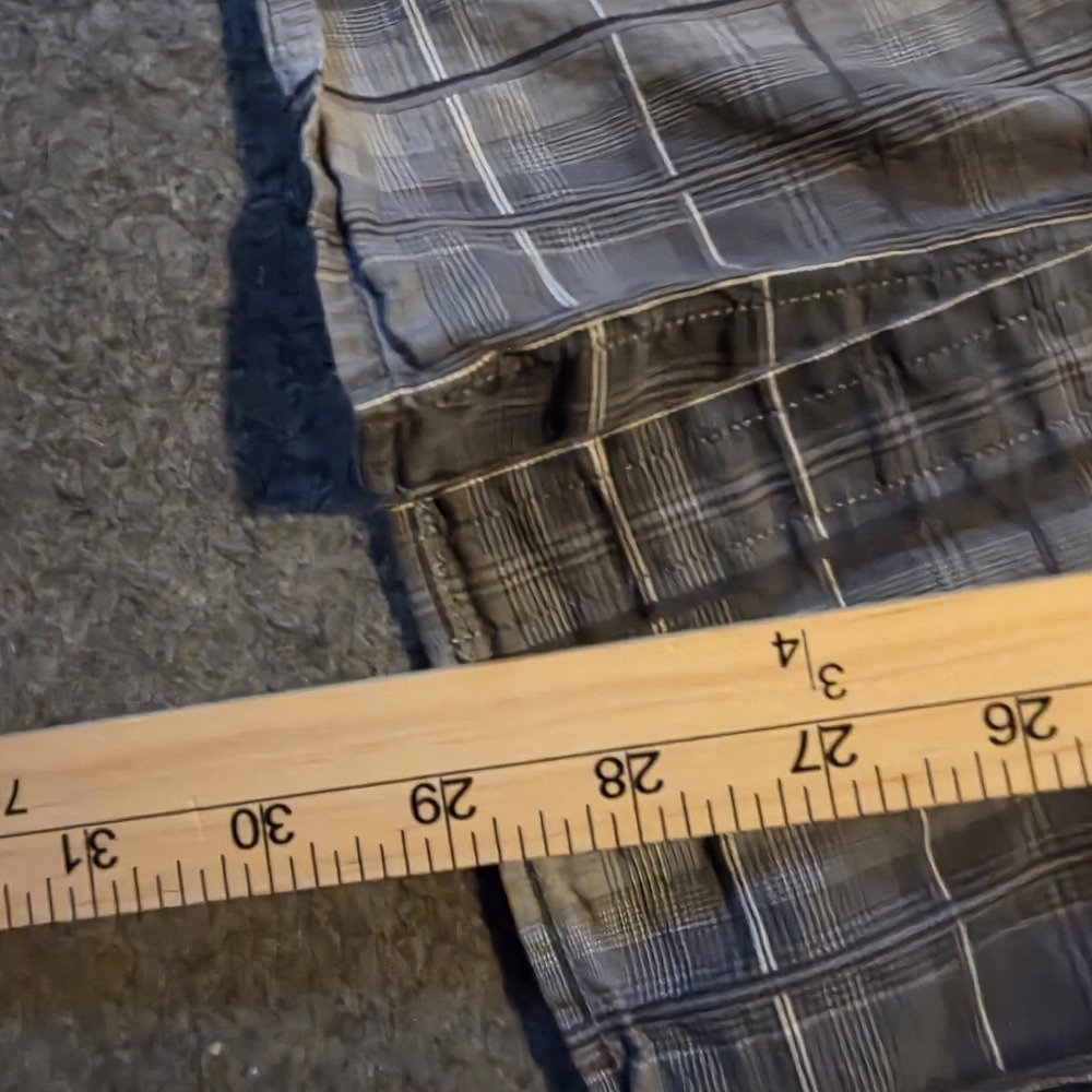 Apt. 9 Men's L Blue Gray Plaid Short Sleeve Button-Up Point Collar Shirt 122 - Picture 5 of 6